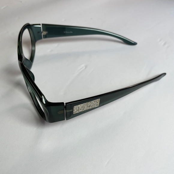 DIOR Eye Glass Frames Vintage Swarovski Crystals Dark Green ITALY - Picture 1 of 5